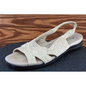 Grasshopper Sz 10 M Beige Slingback Fabric Women Sandals‎ Lillie